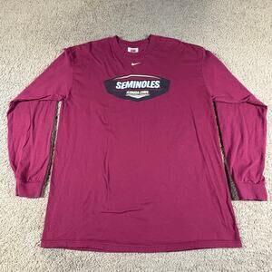 Nike Florida State Seminoles Long Sleeve Maroon College‎ NCAA Tee Mens Size L